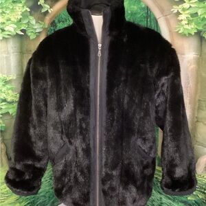 Black Faux Fur Reversable Jacket